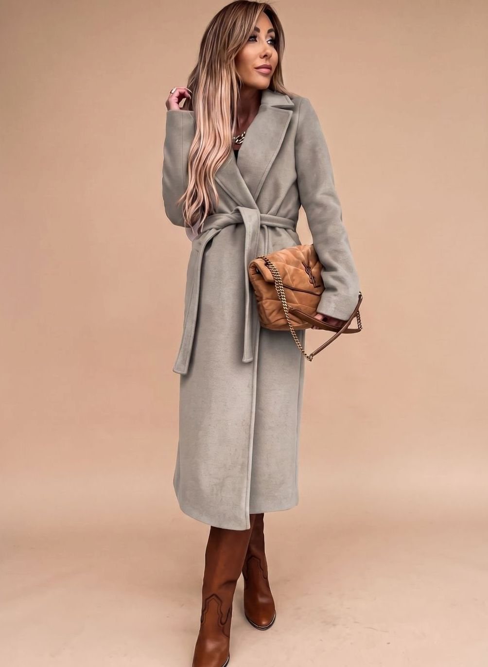 Women's Belted Trench Coat with Lapels | Charlotte in Black - Juana Fashion
