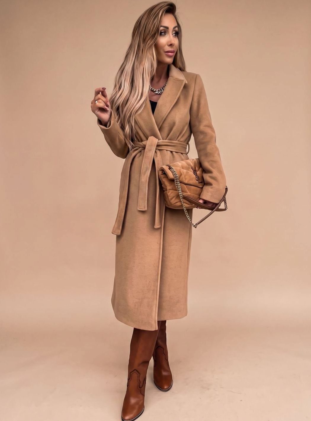 Women's Belted Trench Coat with Lapels | Charlotte in White - Juana Fashion