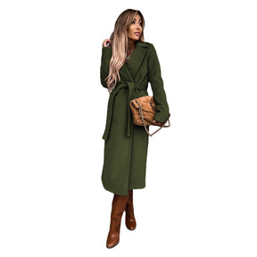 Women's Belted Wool Trench Coat | Elisabeth in Black - Juana Fashion