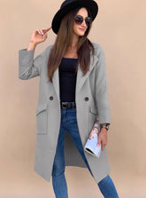 Women's Double-Breasted Trench Coat with Pockets | Marlene in Light Gray - Juana Fashion