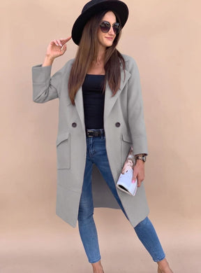 Women's Double-Breasted Trench Coat with Pockets | Marlene in Black - Juana Fashion