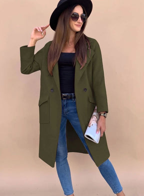Women's Double-Breasted Trench Coat with Pockets | Marlene in Light Gray - Juana Fashion