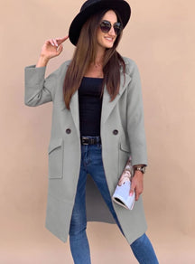 Women's Double-Breasted Trench Coat with Pockets | Marlene in Light Gray - Juana Fashion