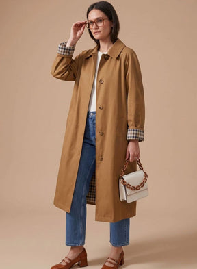 Women's Long Trench Coat with Side Pockets | Johanna in Light Brown - Juana Fashion