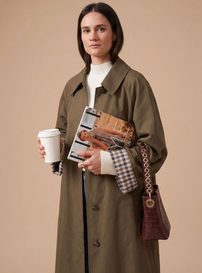 Women's Long Trench Coat with Side Pockets | Johanna in Light Brown - Juana Fashion