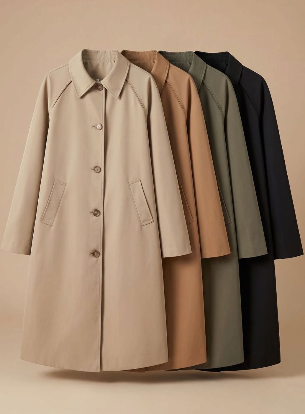Women's Long Trench Coat with Side Pockets | Johanna in Light Brown - Juana Fashion