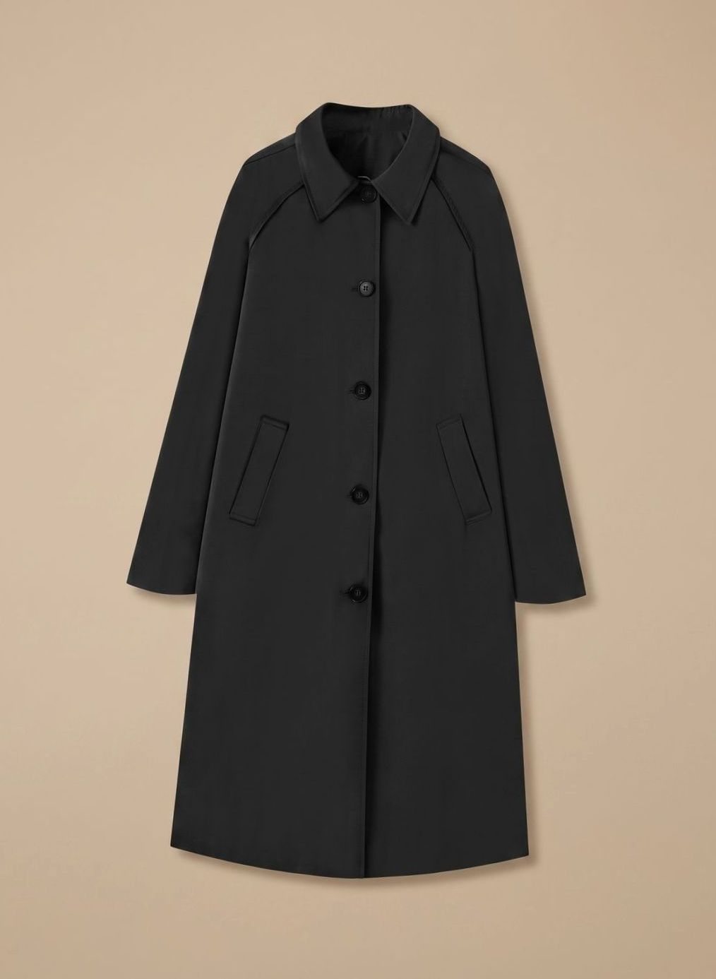 Women's Long Trench Coat with Side Pockets | Johanna in Olive Green - Juana Fashion