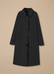 Women's Long Trench Coat with Side Pockets | Johanna in Olive Green - Juana Fashion