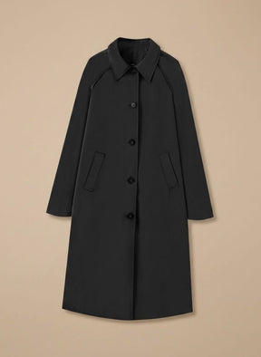 Women's Long Trench Coat with Side Pockets | Johanna in Olive Green - Juana Fashion