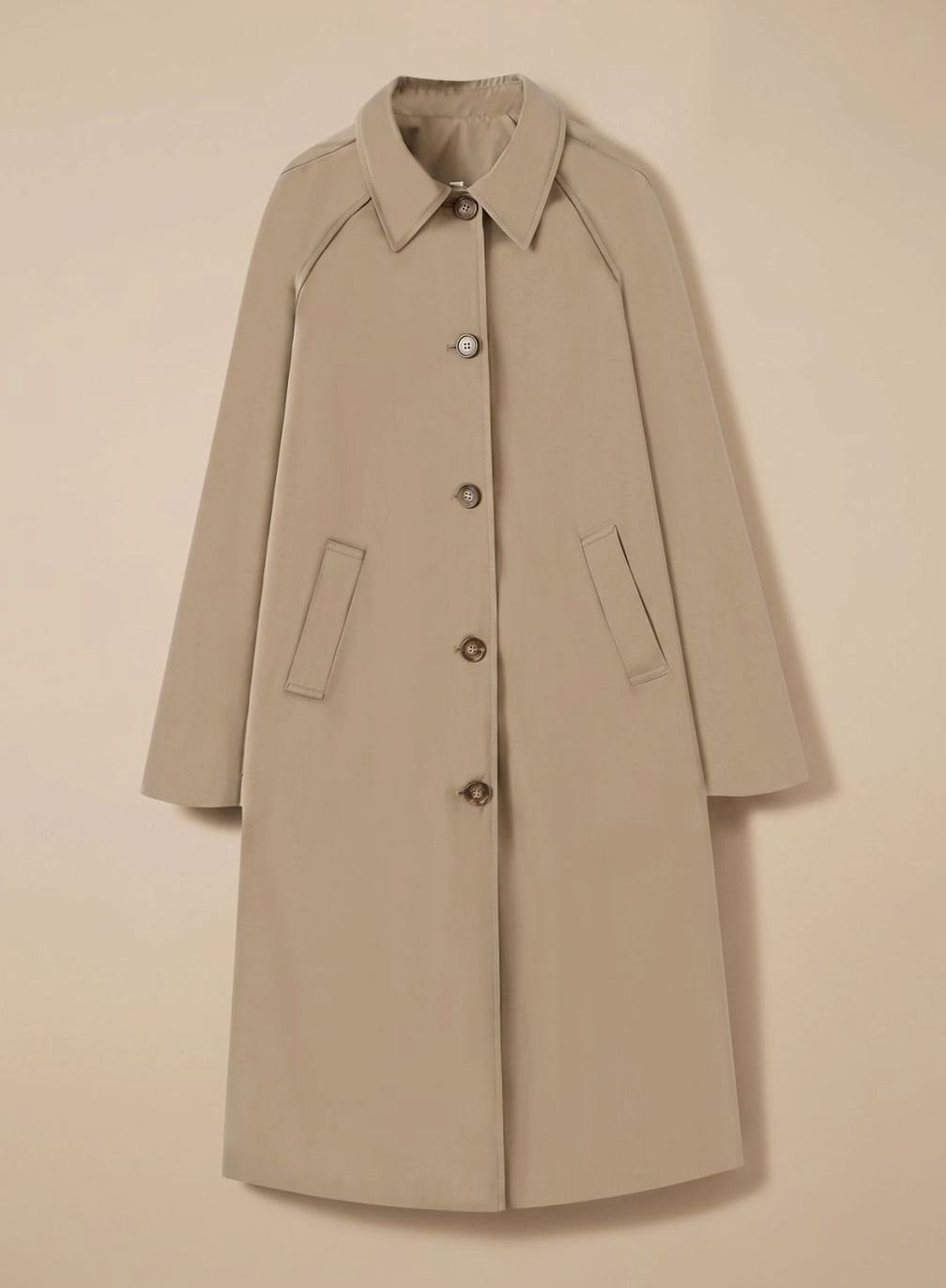 Women's Long Trench Coat with Side Pockets | Johanna in Light Beige - Juana Fashion