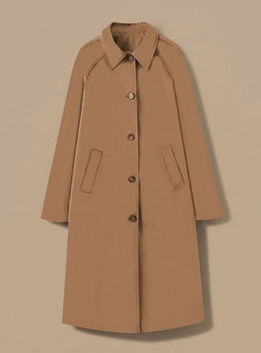 Women's Long Trench Coat with Side Pockets | Johanna in Light Beige - Juana Fashion
