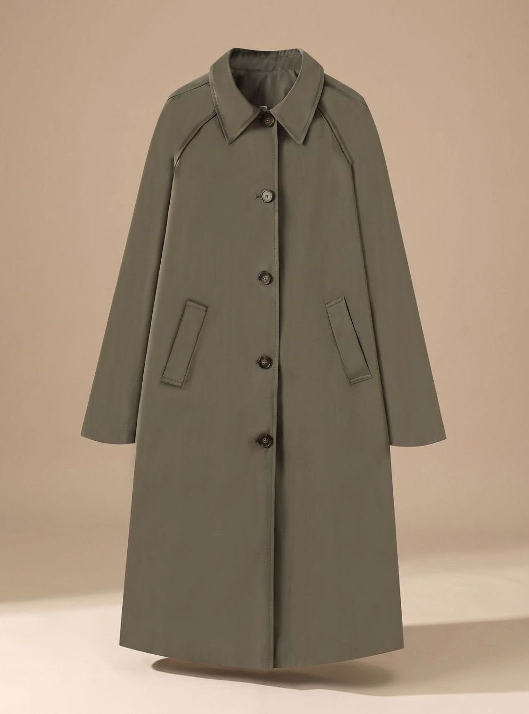 Women's Long Trench Coat with Side Pockets | Johanna in Light Beige - Juana Fashion
