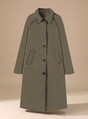 Women's Long Trench Coat with Side Pockets | Johanna in Light Beige - Juana Fashion