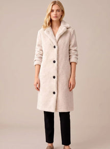 Women's Long Oversized Plush Coat | Clara in Beige - Juana Fashion