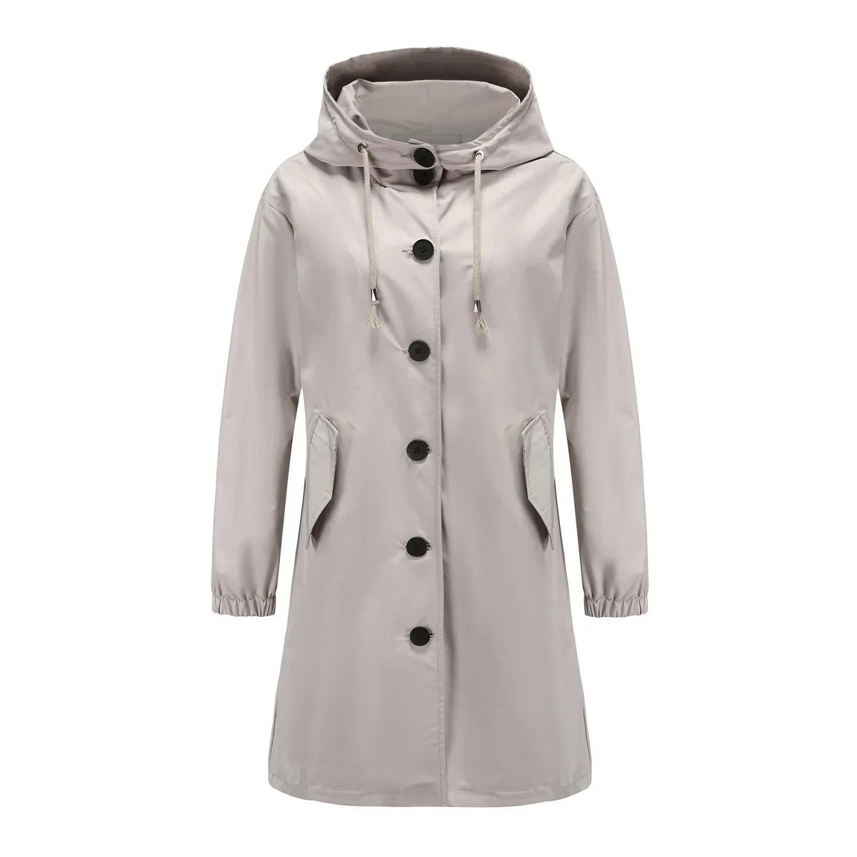 Women's Water-Repellent Hooded Trench Coat | Emilia in Gray - Juana Fashion