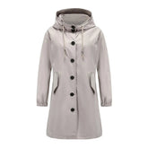 Women's Water-Repellent Hooded Trench Coat | Emilia in Gray - Juana Fashion