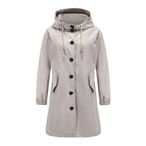 Women's Water-Repellent Hooded Trench Coat | Emilia in Gray - Juana Fashion