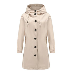Women's Water-Repellent Hooded Trench Coat | Emilia in Gray - Juana Fashion