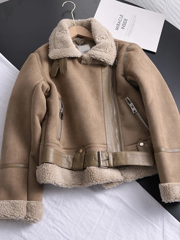 Women's Short Suede Look Jacket — View 2