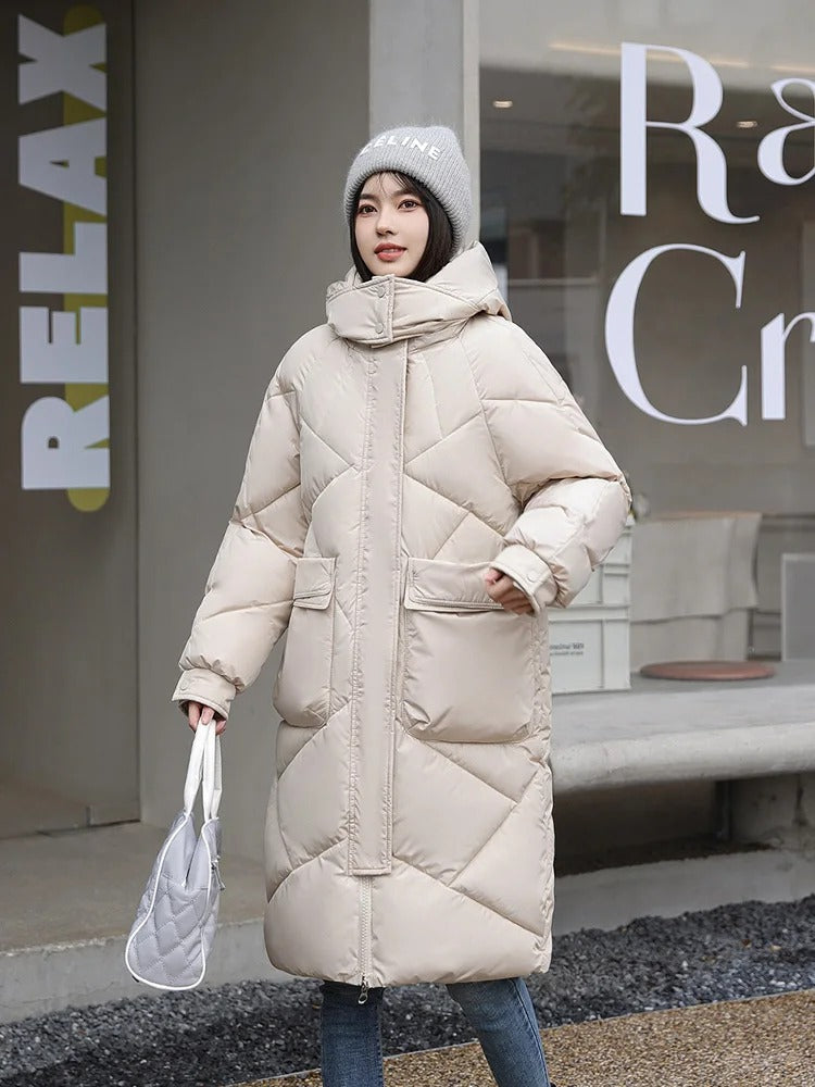 Women's Hooded Longline Puffer Coat — View 2