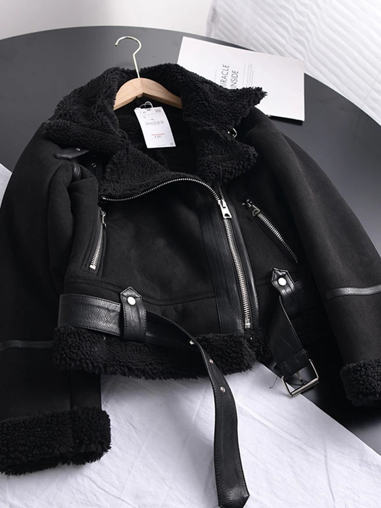 Women's Short Suede Look Jacket — View 1