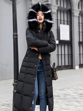 Women's Long Hooded Quilted Winter Coat | Franziska in Black - Juana Fashion