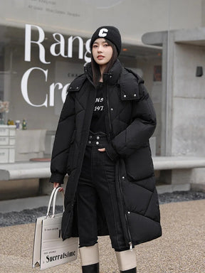 Women's Hooded Longline Puffer Coat — View 1
