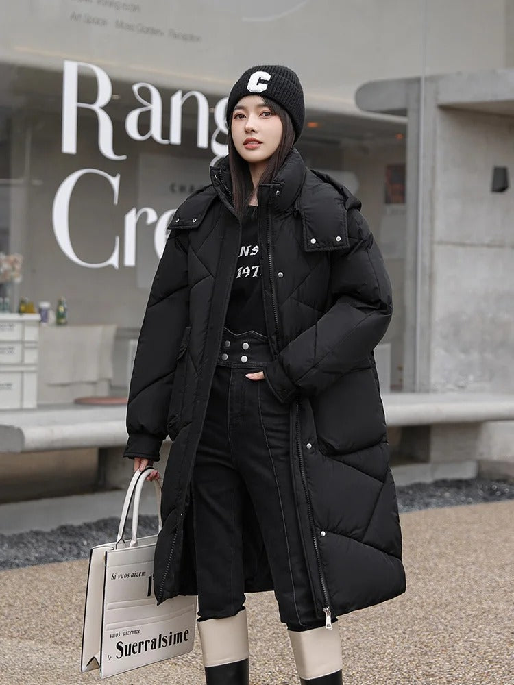 Women's Hooded Longline Puffer Coat — View 1