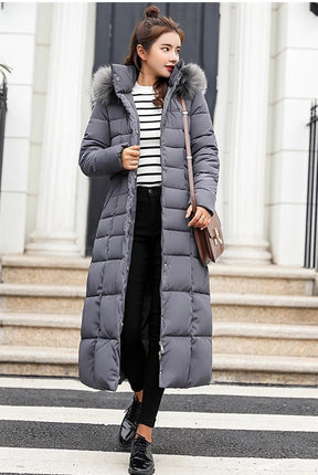Women's Long Hooded Quilted Coat | Frieda in Caramel - Juana Fashion