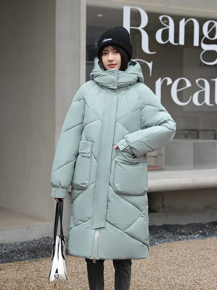 Women's Hooded Longline Puffer Coat — View 4
