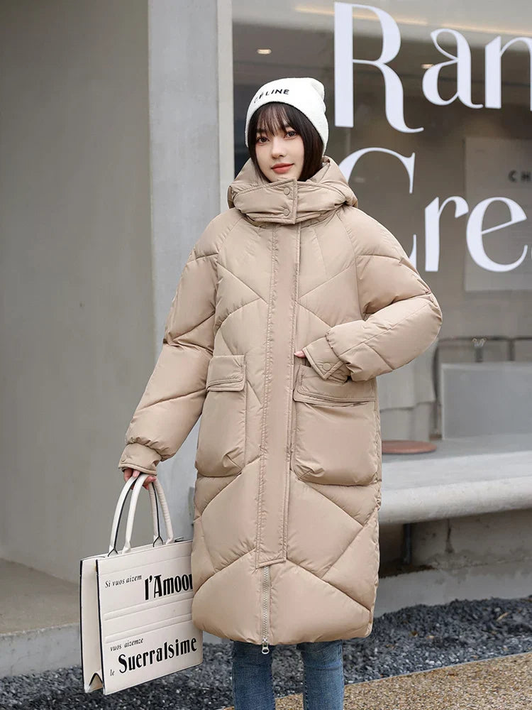 Women's Hooded Longline Puffer Coat — View 5