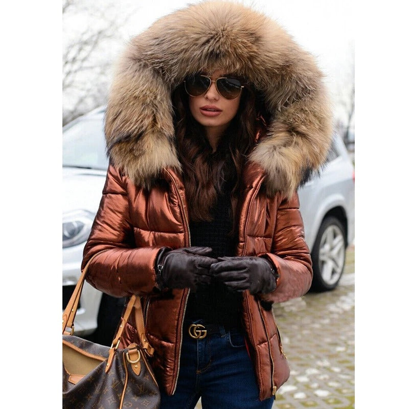 Women's Hooded Faux Fur Jacket — View 11