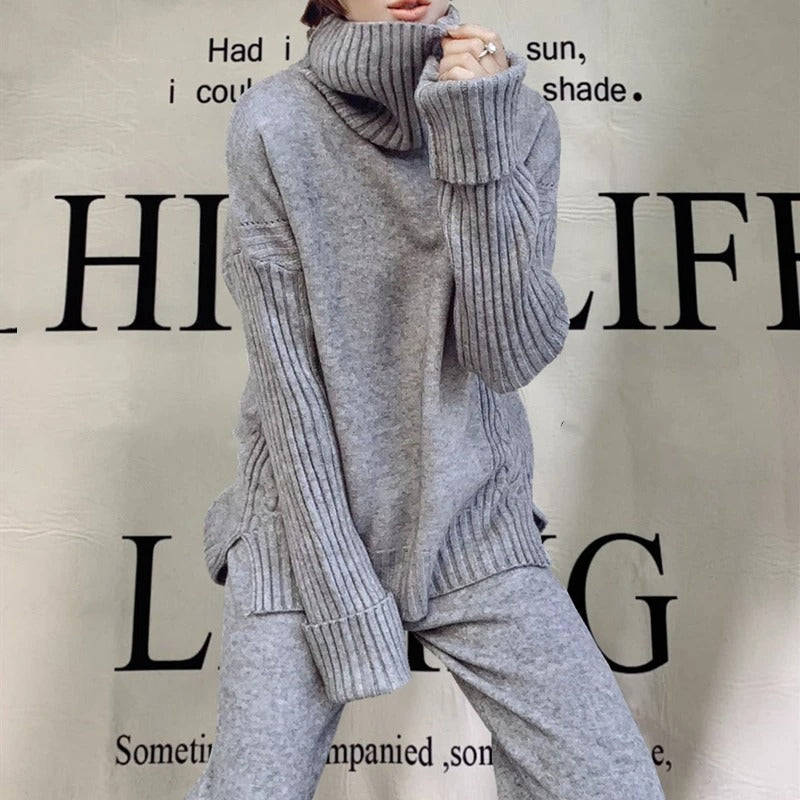 Women's Wool Oversized Turtleneck Sweater — View 3