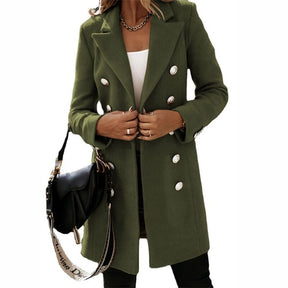 Women's Wool Button Detail Longline Trench Coat — View 7