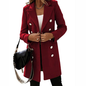 Women's Wool Button Detail Longline Trench Coat — View 3