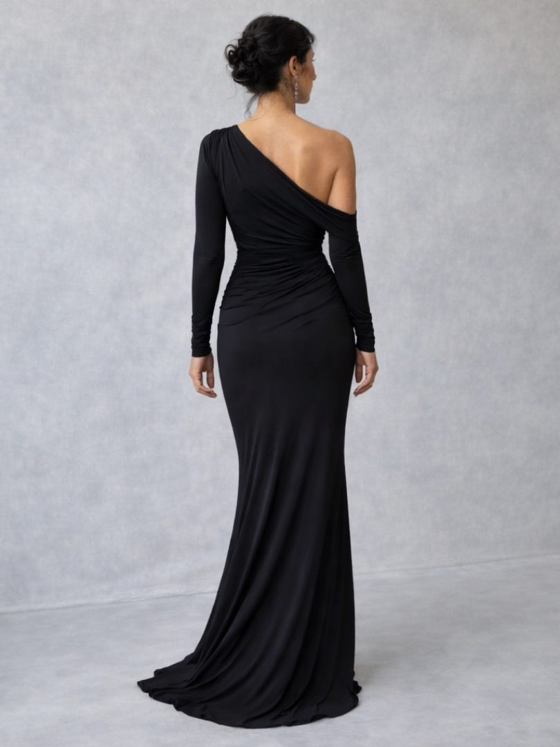 Women's One-Shoulder Ruched Maxi Evening Dress | Vienne