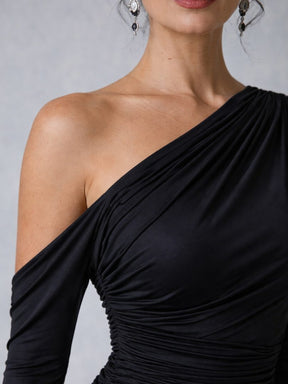 Women's One-Shoulder Ruched Maxi Evening Dress | Vienne