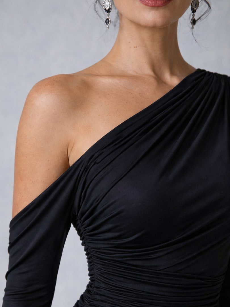 Women's One-Shoulder Ruched Maxi Evening Dress | Vienne