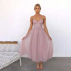 Women's Sweetheart Midi Wedding Guest Dress | Violet