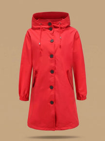 Women's Water-Repellent Hooded Trench Coat | Greta in Gray - Juana Fashion