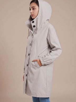 Women's Water-Repellent Hooded Trench Coat | Greta in Black - Juana Fashion