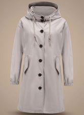 Women's Water-Repellent Hooded Trench Coat | Greta in Gray - Juana Fashion