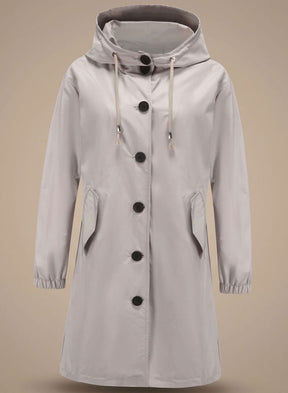 Women's Water-Repellent Hooded Trench Coat | Greta in Gray - Juana Fashion