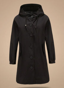 Women's Water-Repellent Hooded Trench Coat | Greta in Gray - Juana Fashion