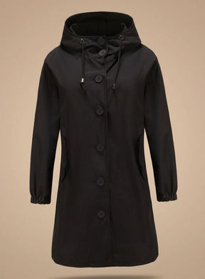Women's Water-Repellent Hooded Trench Coat | Greta in Gray - Juana Fashion