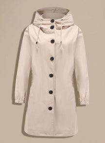 Women's Water-Repellent Hooded Trench Coat | Greta in Gray - Juana Fashion