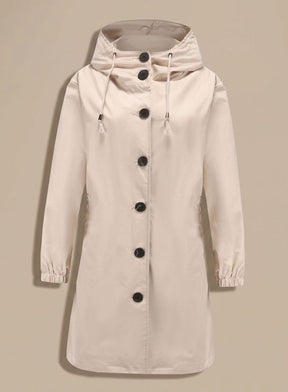 Women's Water-Repellent Hooded Trench Coat | Greta in Gray - Juana Fashion