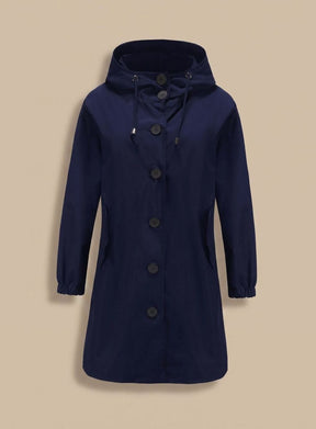 Women's Water-Repellent Hooded Trench Coat | Greta in Gray - Juana Fashion
