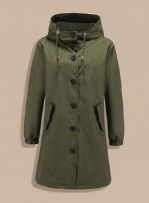 Women's Water-Repellent Hooded Trench Coat | Greta in Gray - Juana Fashion