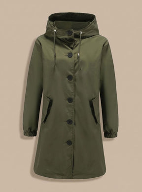 Women's Water-Repellent Hooded Trench Coat | Greta in Gray - Juana Fashion